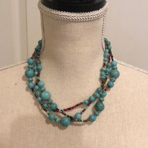 Faux turquoise and beaded necklace.